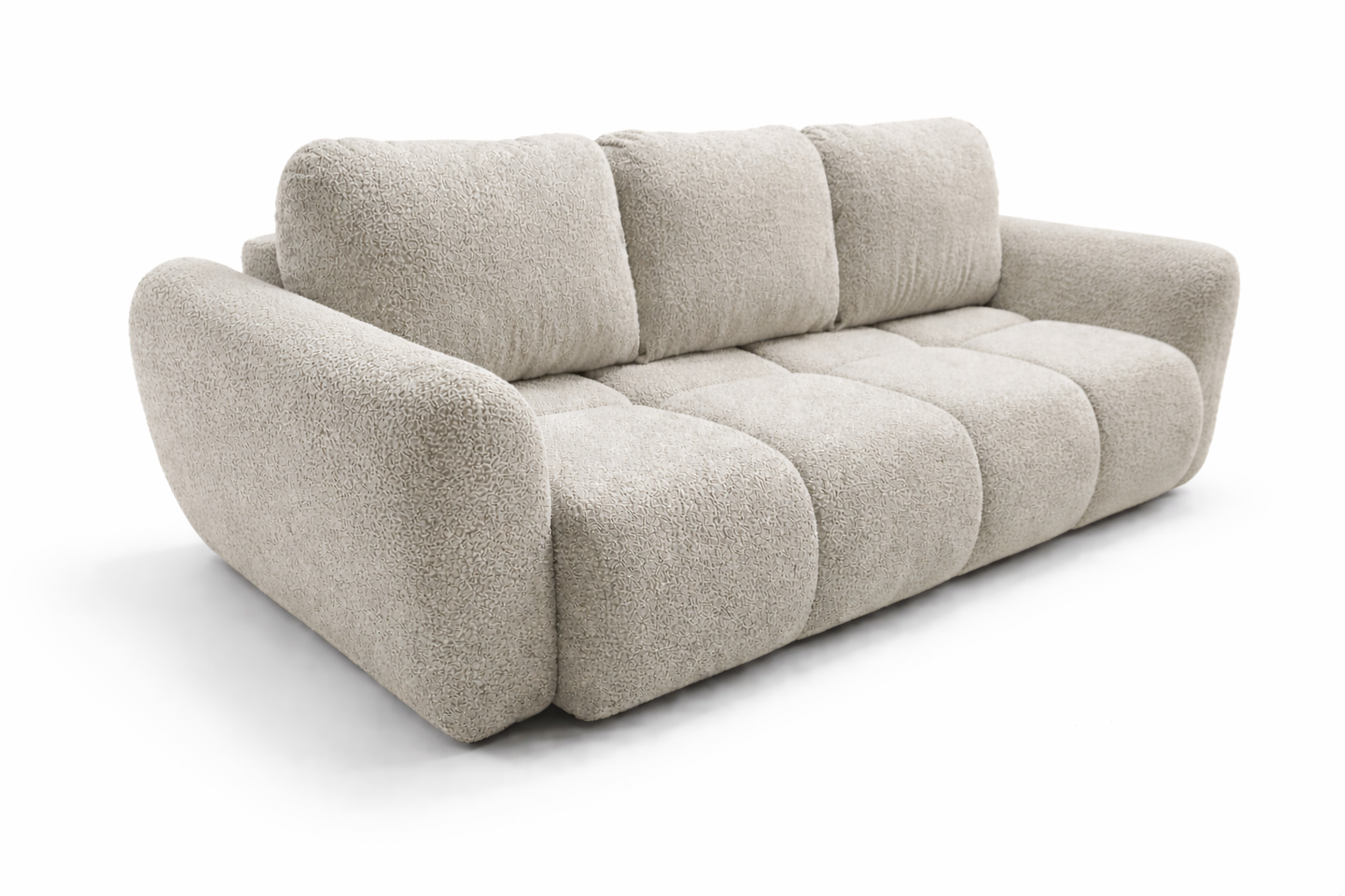 Sofa Beżowa Boucle Premium 250 cm Kanapa Rozkładana z Pojemnikiem Agnelo