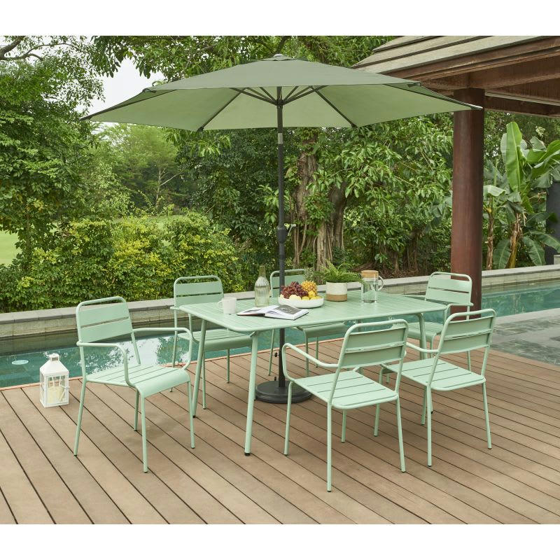 PANTONE - Table de jardin en acier vert menthe 160x190 cm