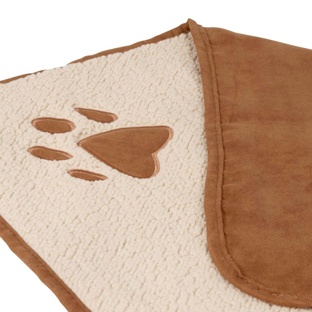 - Plaid animal beige et empreinte chien marron 105x70