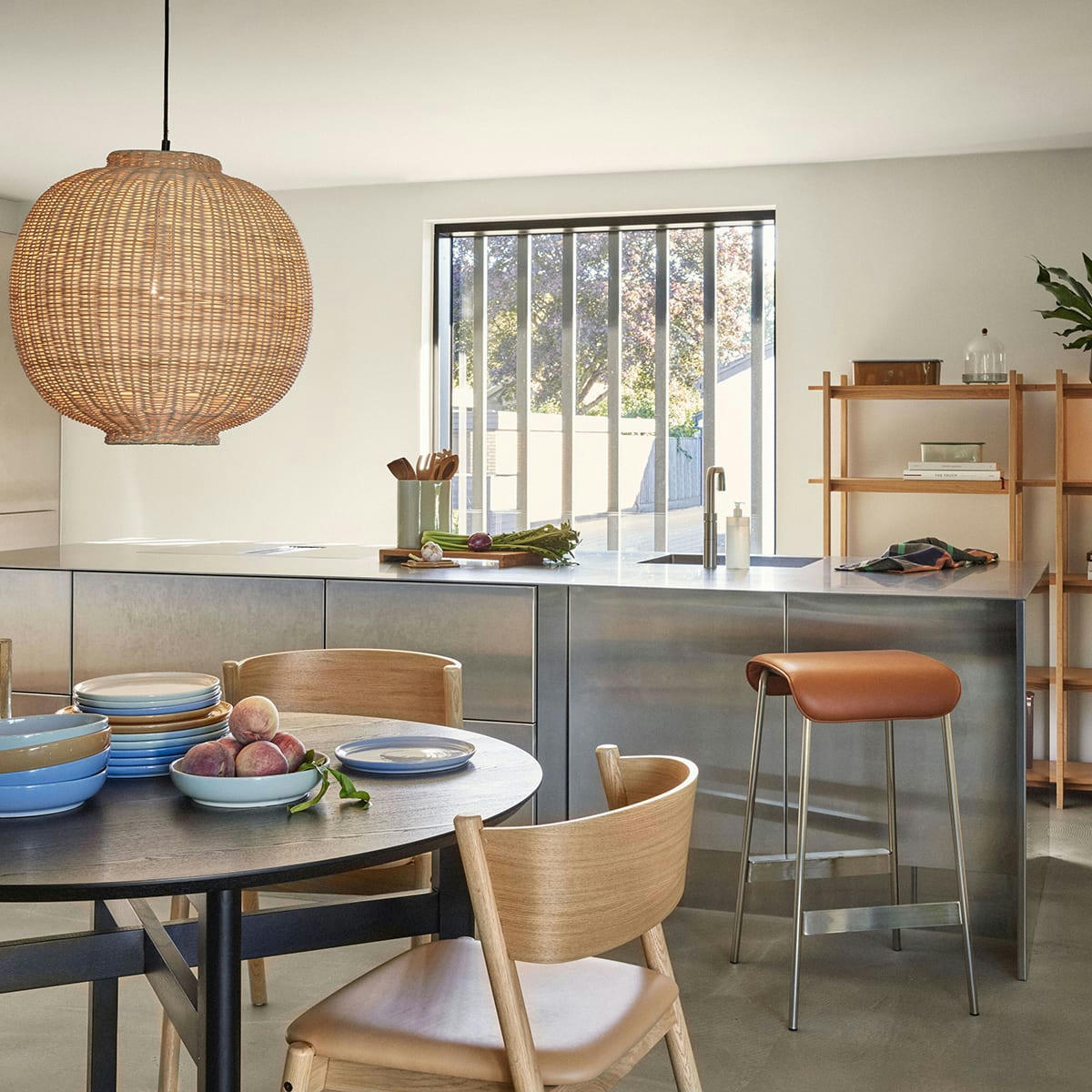 OBLIQUE - Chaises de salle à manger en hêtre, placage de chêne chêne naturel