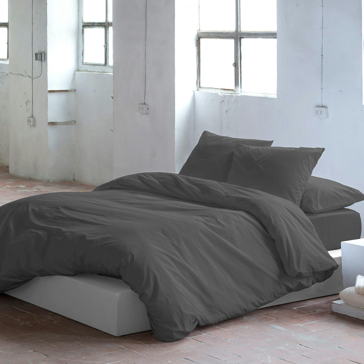 PURE HDC - Housse de couette en coton anthracite 260x240 cm