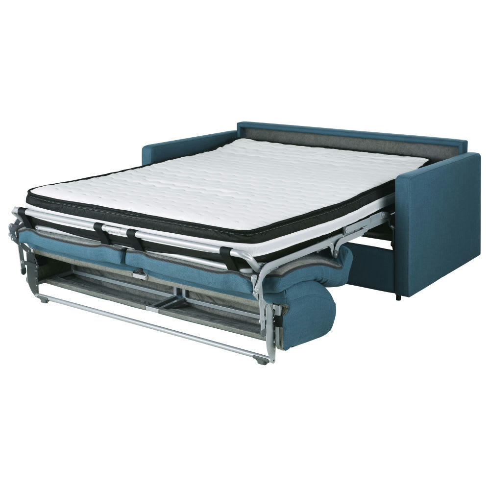 Julian - Canapé convertible 2/3 places bleu pétrole, matelas 18 cm
