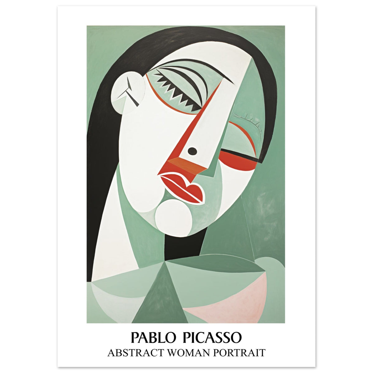 Artfulprints Poster Pablo Picasso - Abstract woman portrait  - 50x70 cm - Groen