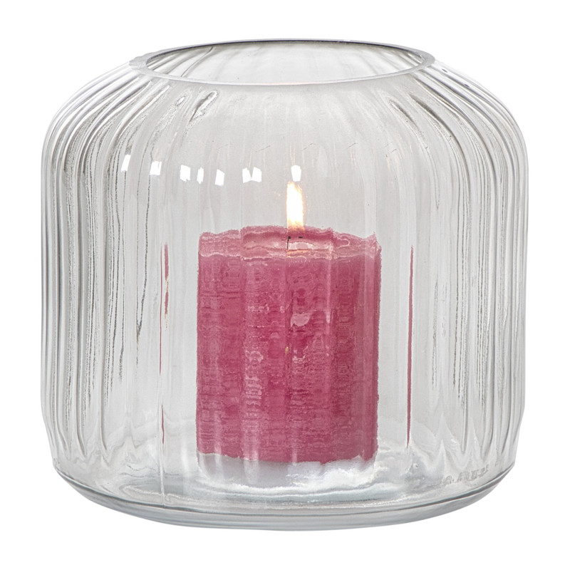 Windlicht ribbel klein - grijs - &Oslash;17.7x15.3 cm