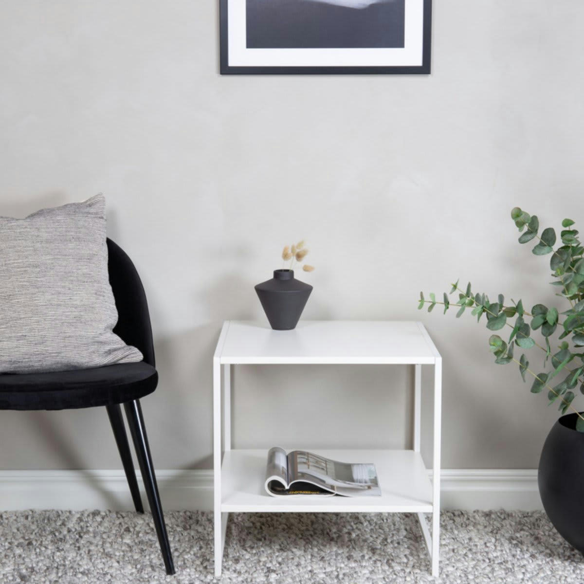 SAFAA - Table d'appoint en métal blanc