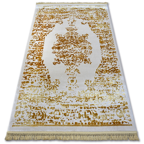 Dywan AKRYL MANYAS 192AA Kość słoniowa/Złoty frędzle 80x300 cm