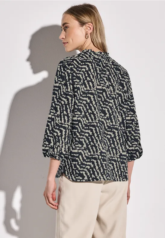 Print-Bluse mit Rüschen