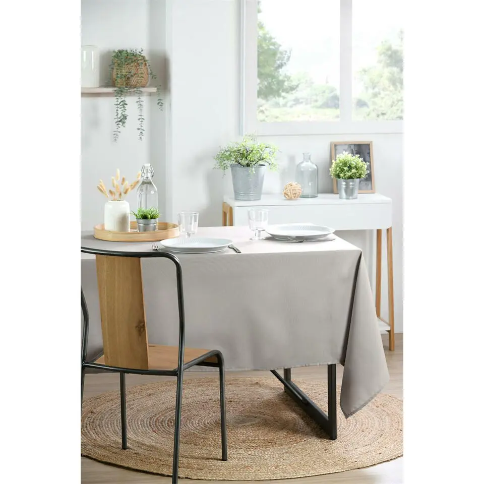 Stof Textiles Tafelkleed - 145 x 200 cm - lichtgrijs - Tafellaken