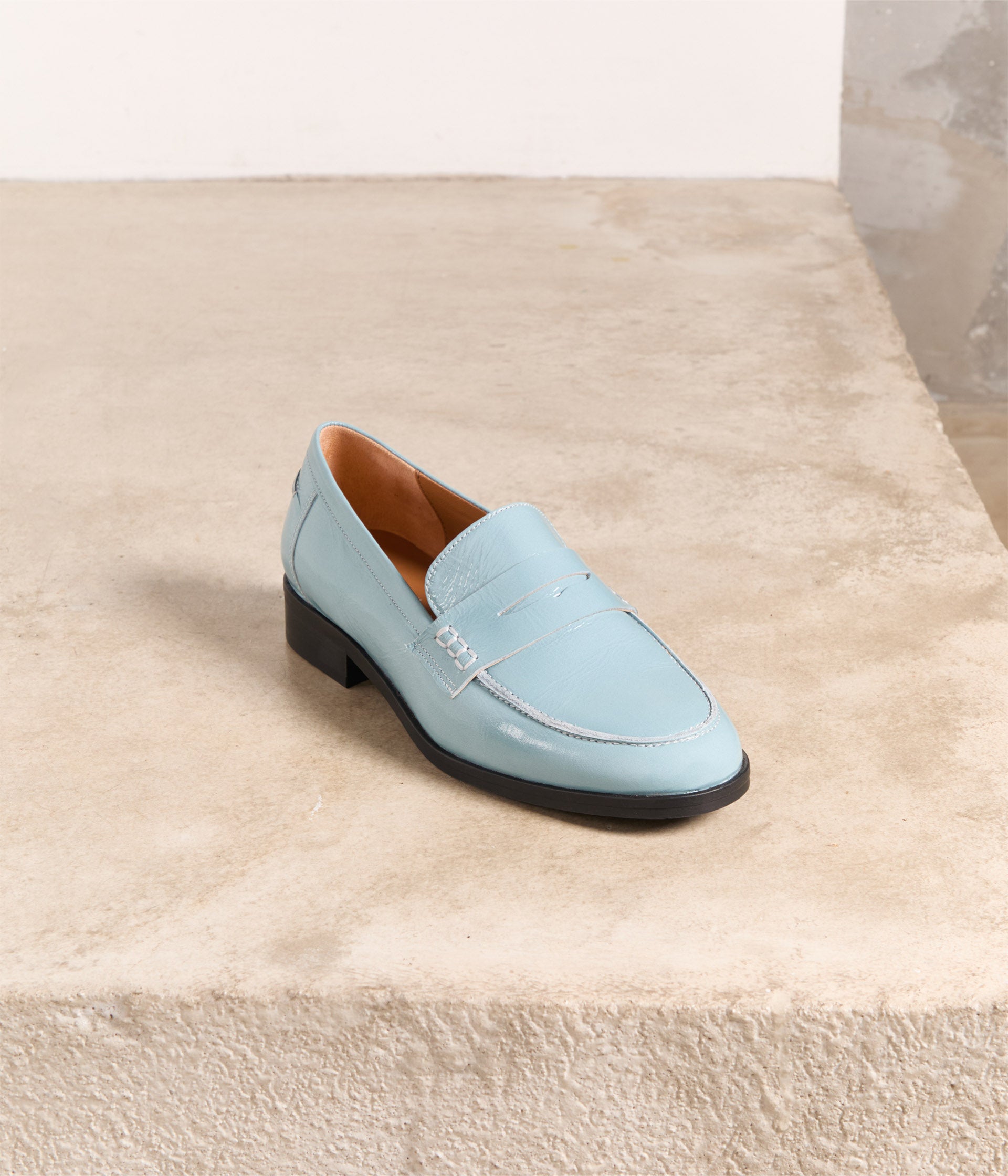 Mocassins cuir bleu Joséphine