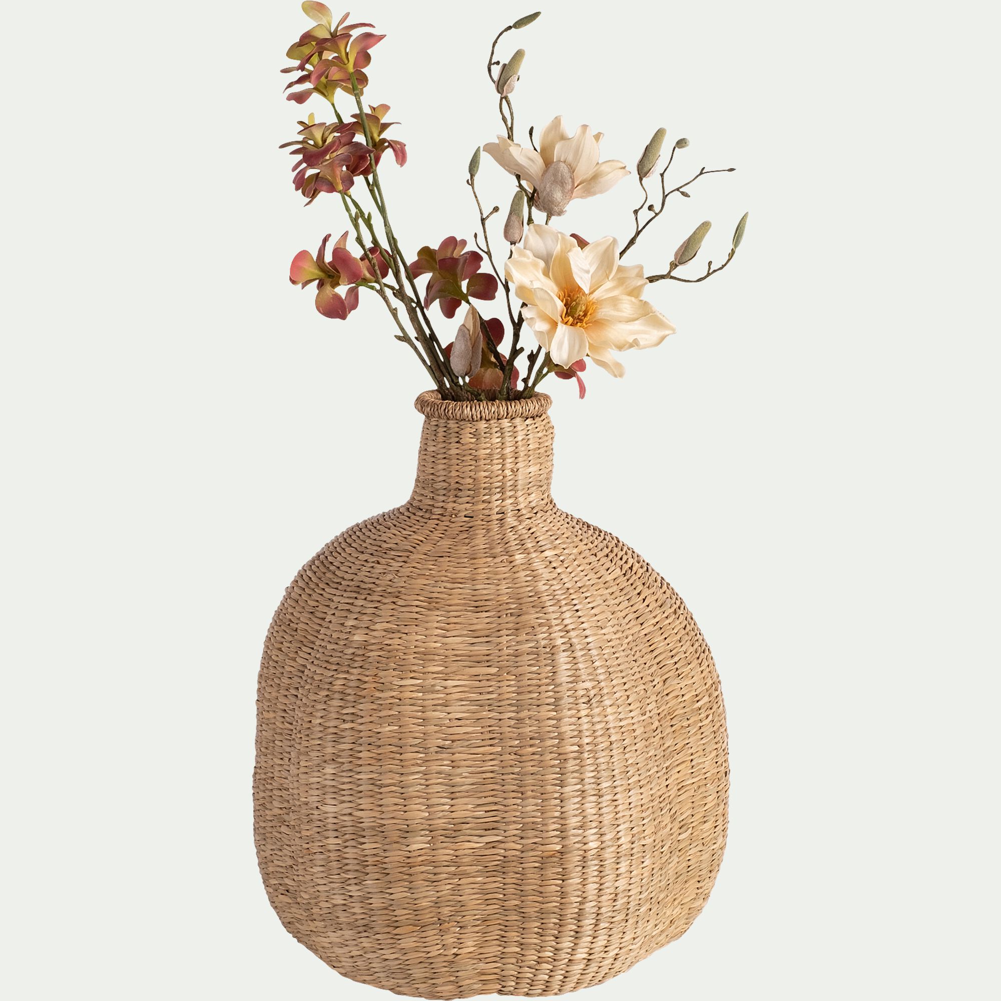 ANTELIAS - Vase boule en herbes marines tressées H46cm - naturel
