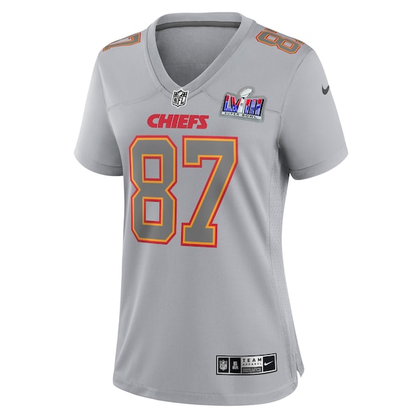 Travis Kelce Kansas City Chiefs Nike Women's Super Bowl LVIII Atmosphere Fashion Game Jersey - Gray