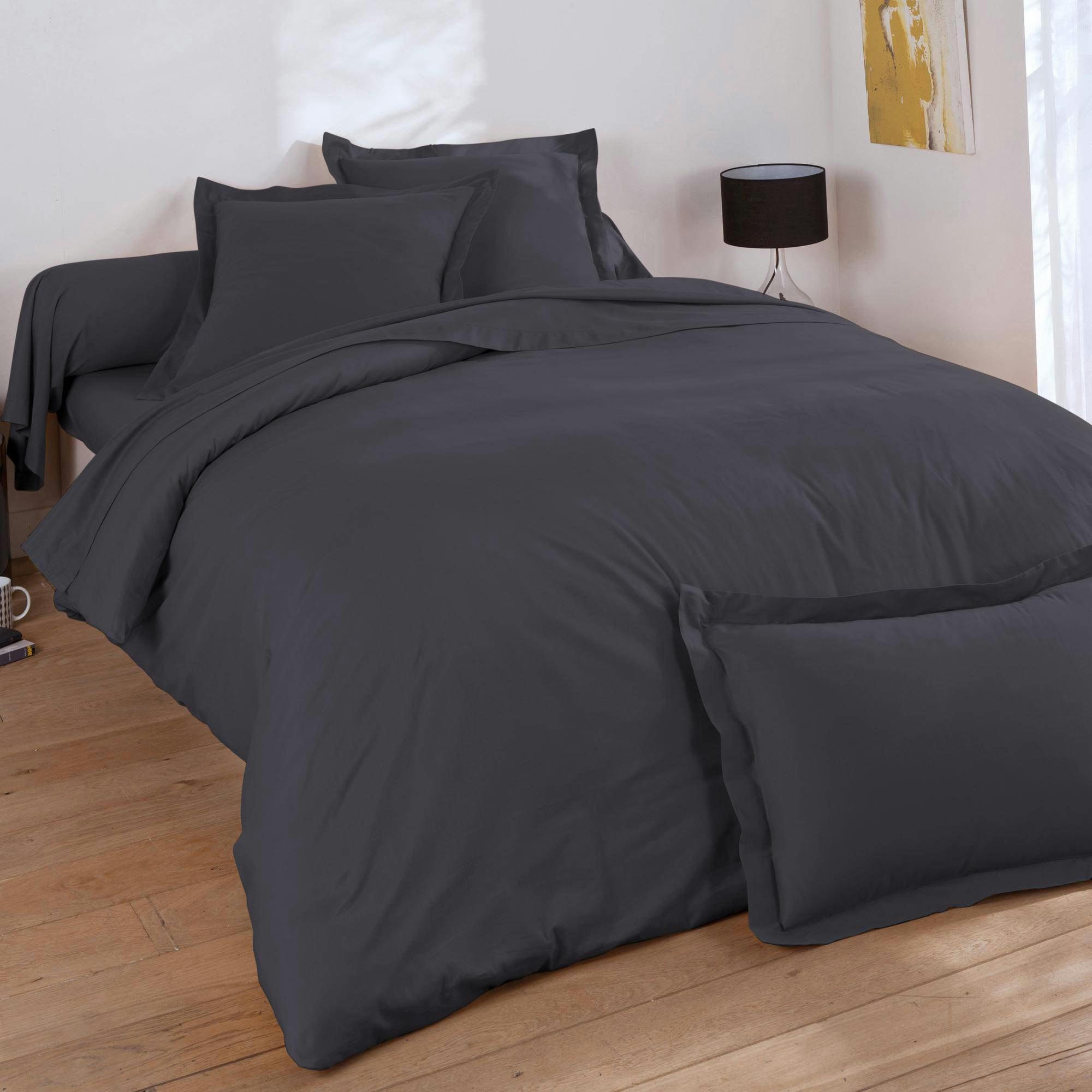 COTON UNI LAURÉAT - Taie volant 63x63 gris souris en coton