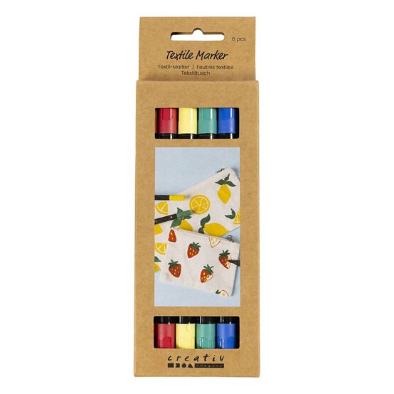 Assorted Textile Markers 6 Pack