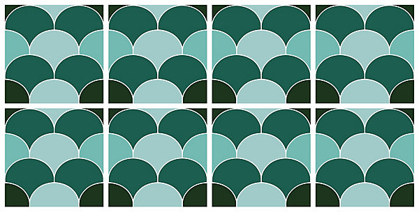 Lot 8 carreaux adhésifs décoratifs Vinyl Way Marrakech Dada Art motif cercle vert L.20 x L.20 cm x ep.1,3 mm