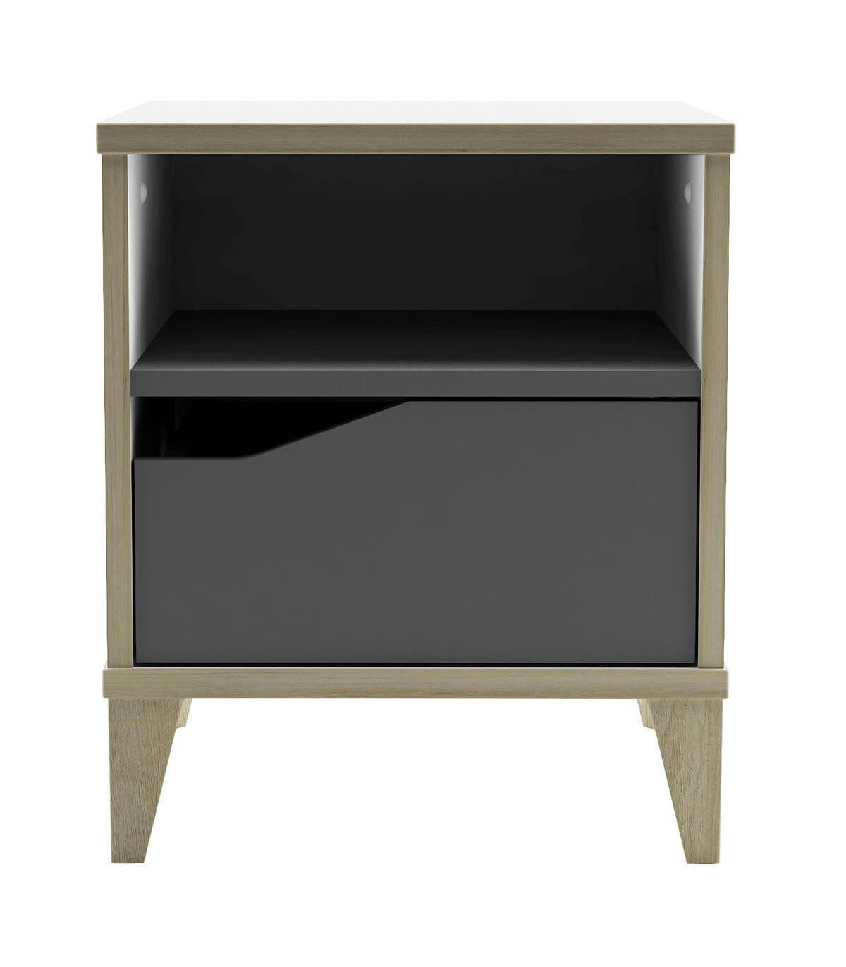 GENIUS - Chevet 1 Tiroir 1 Niche L36,8 cm - Blanc et gris