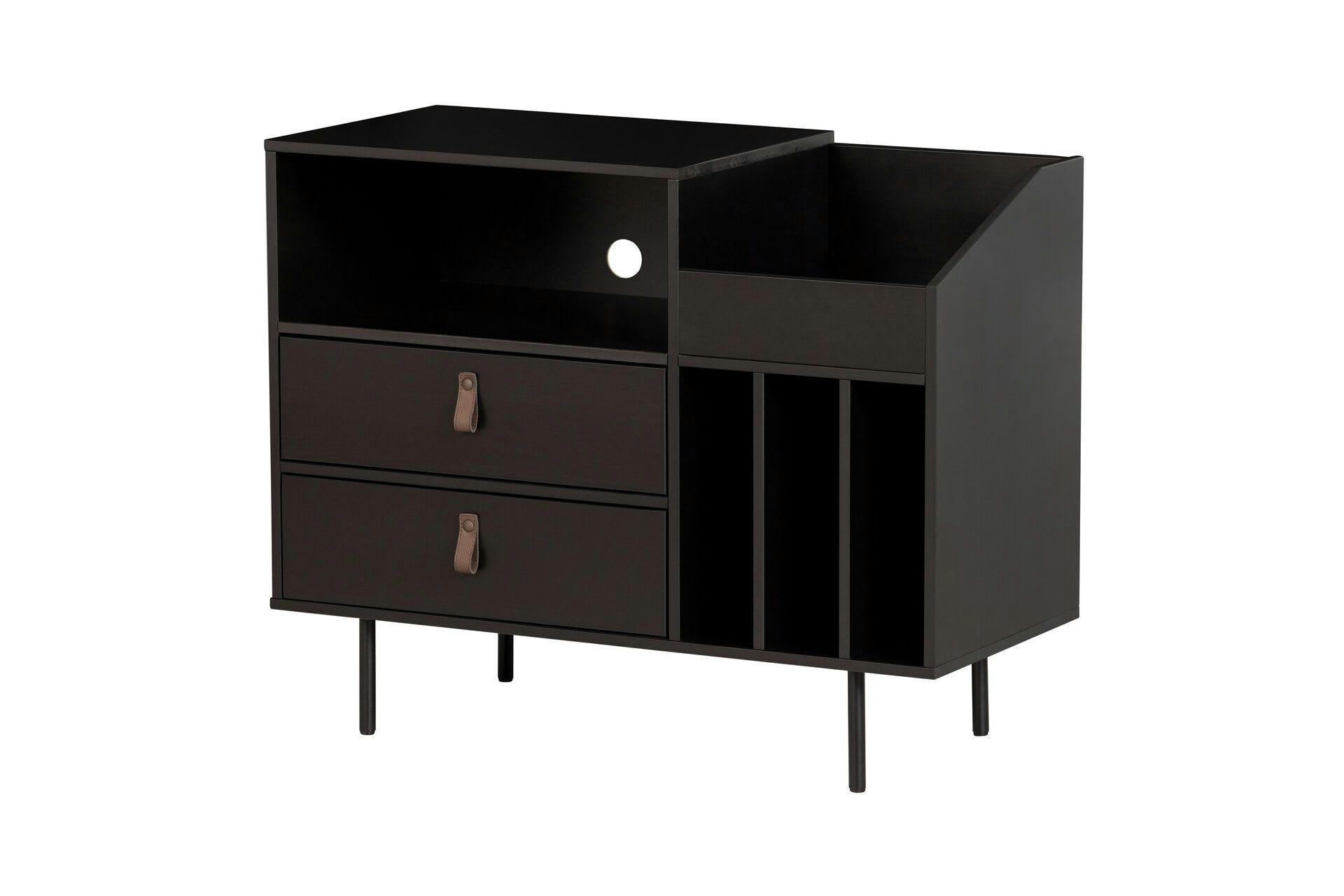 JACKSON - Armoire 2 tiroirs en bois noir