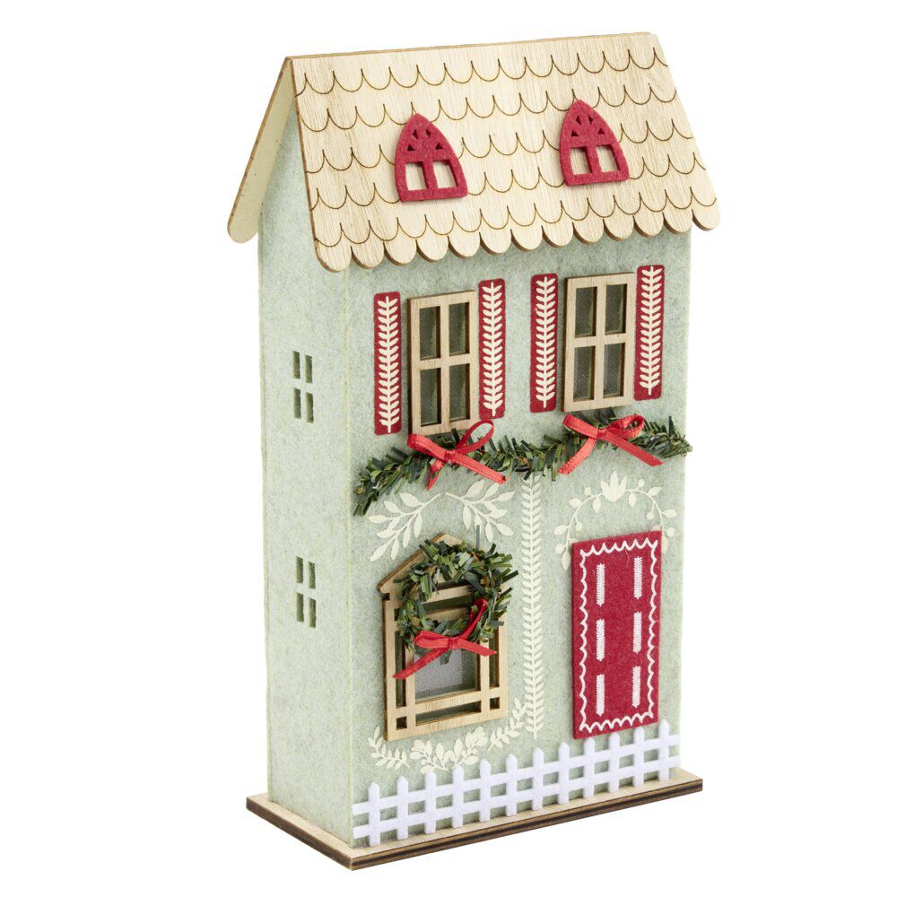 Décoration de Noêl à poser maison lumineuse LED 15,5x7xH26,5cm (2 modèles)