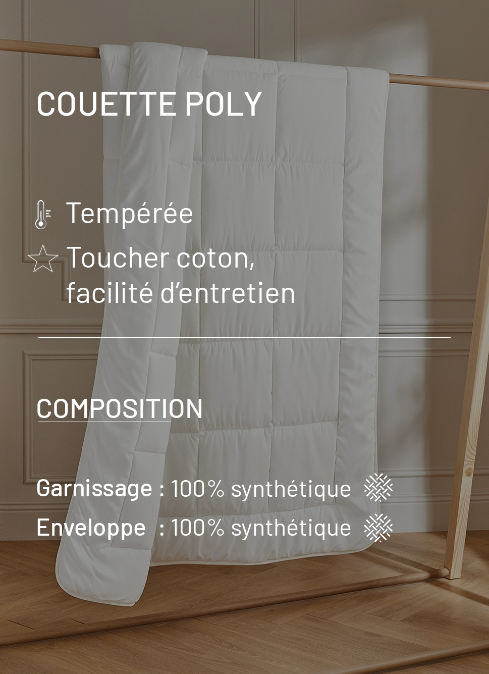 COUETTE TEMPERÉE EN POLYESTER BLANC