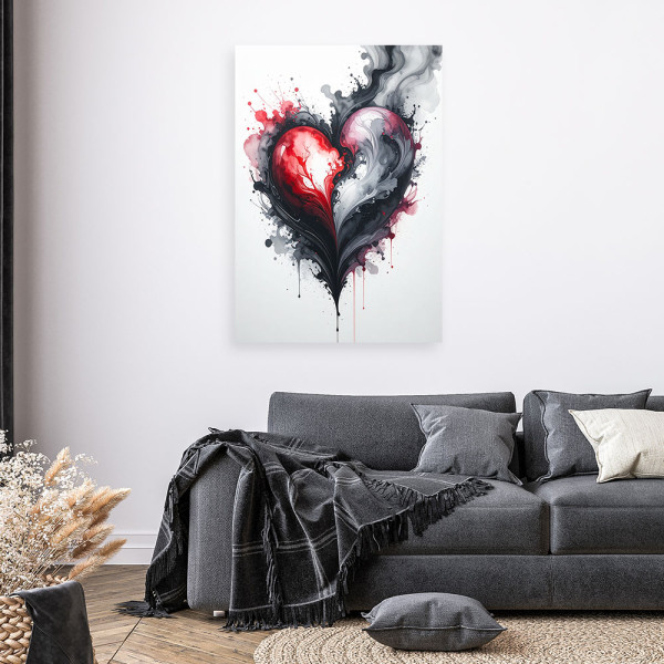 Obraz do sypialni salonu, Czerwone serce abstrakcja 20x30