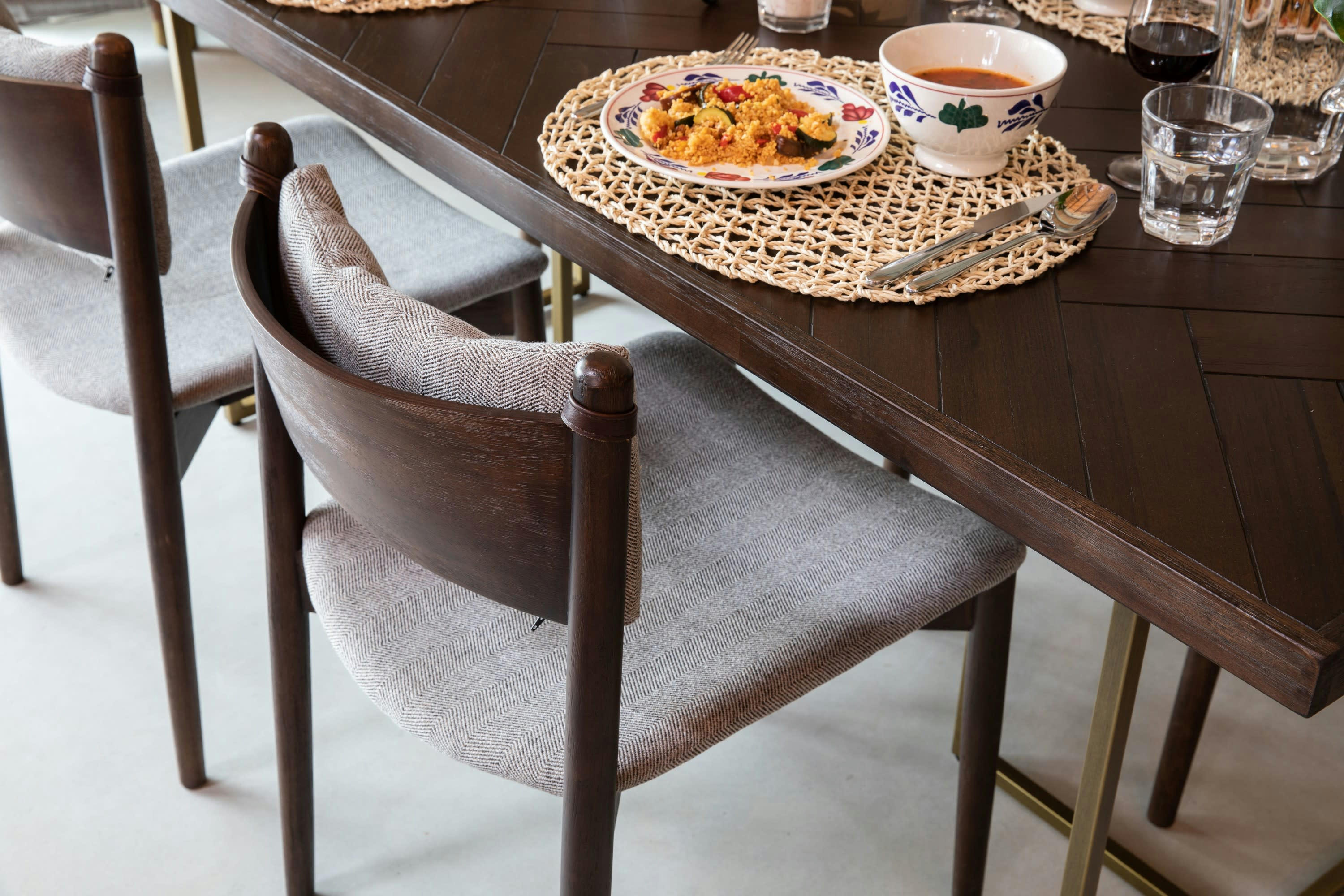 TORRANCE - Chaise en tissu chiné beige