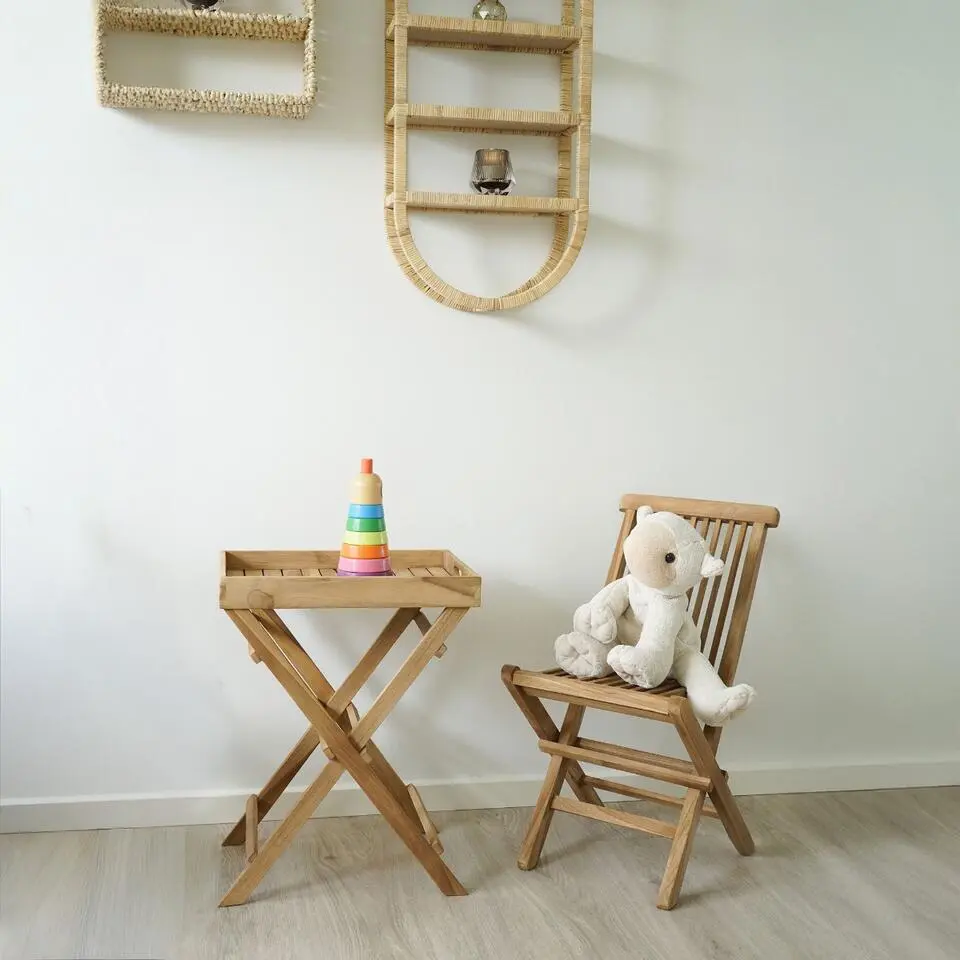 Kinderstoel Naturel Teakhout - Zithoogte 33cm - Toledo - Set van 2
