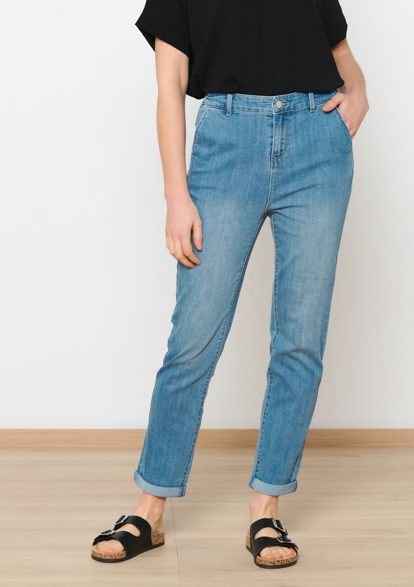 Rechte jeans met hoge taille