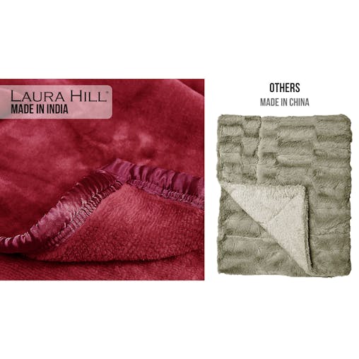 NNEDPE Laura Hill Faux Mink Blanket 800GSM Heavy Double-Sided - Red