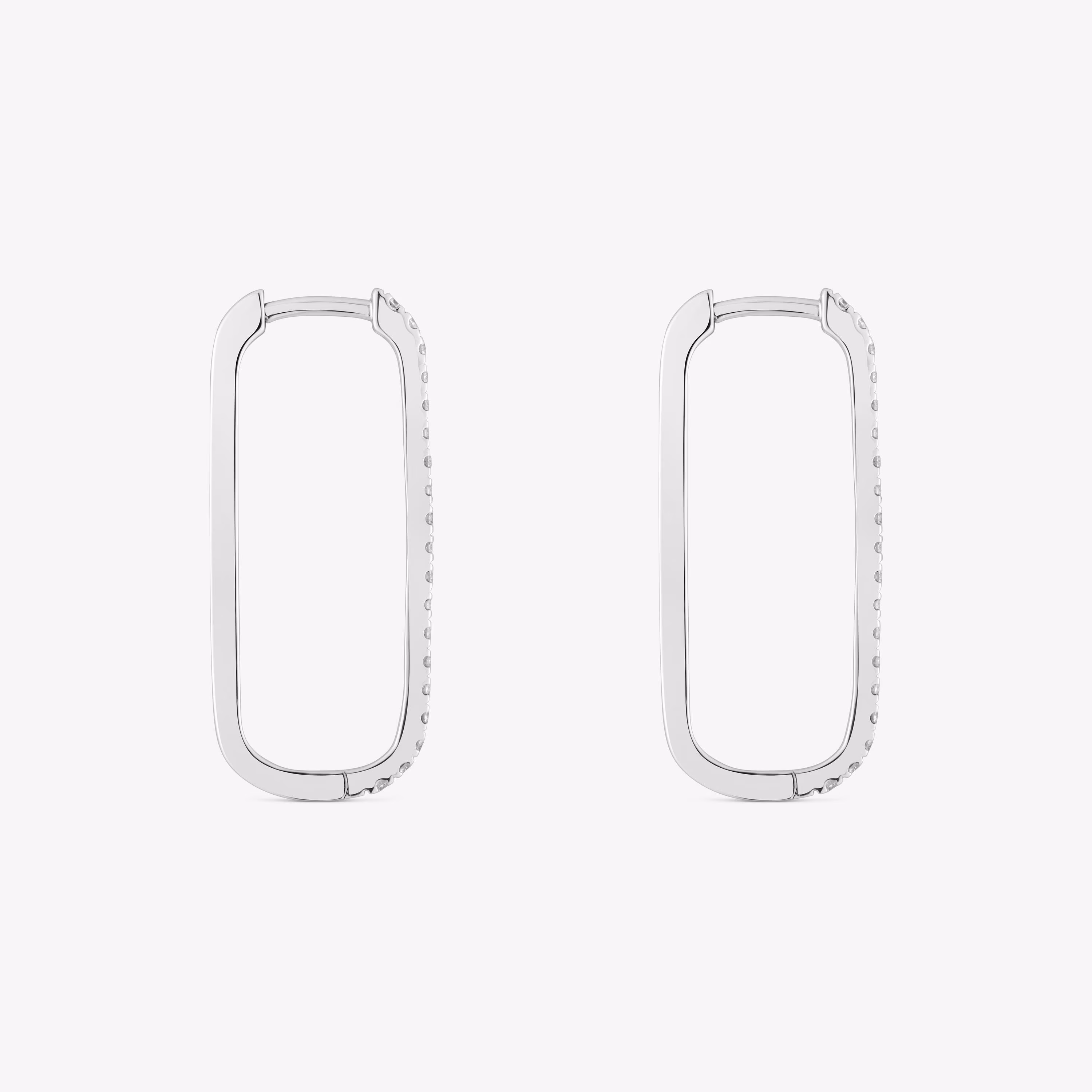 Pendientes aro largos oval de oro blanco con diamantes Les Classiques