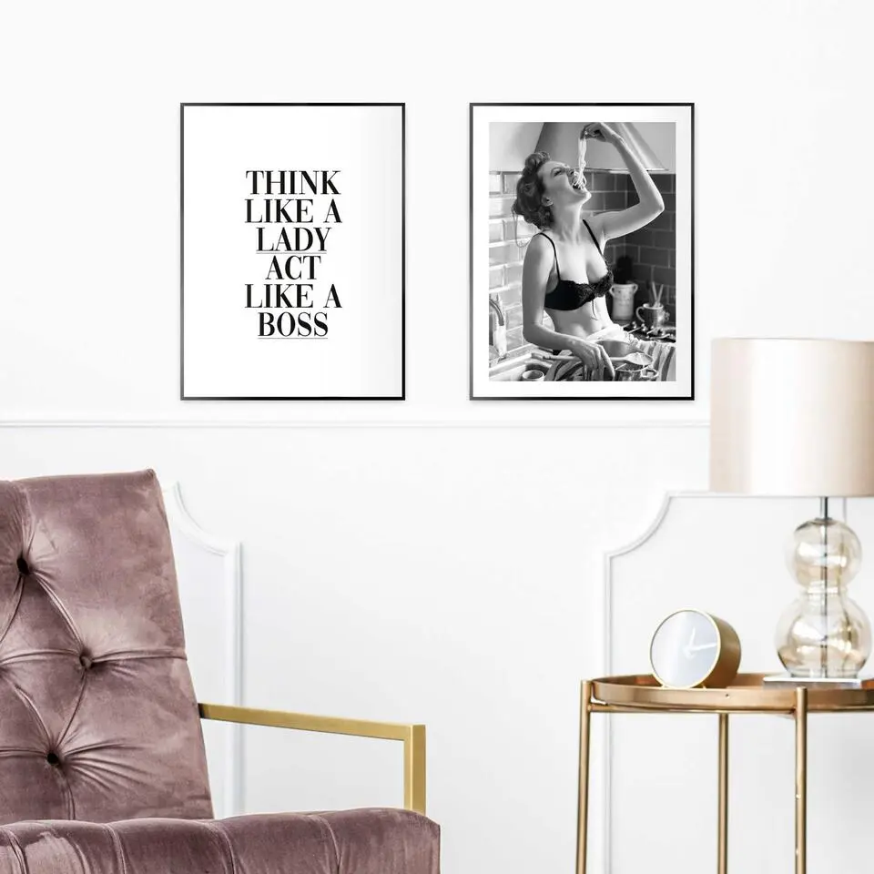 Set poster met lijst - Pasta Lady