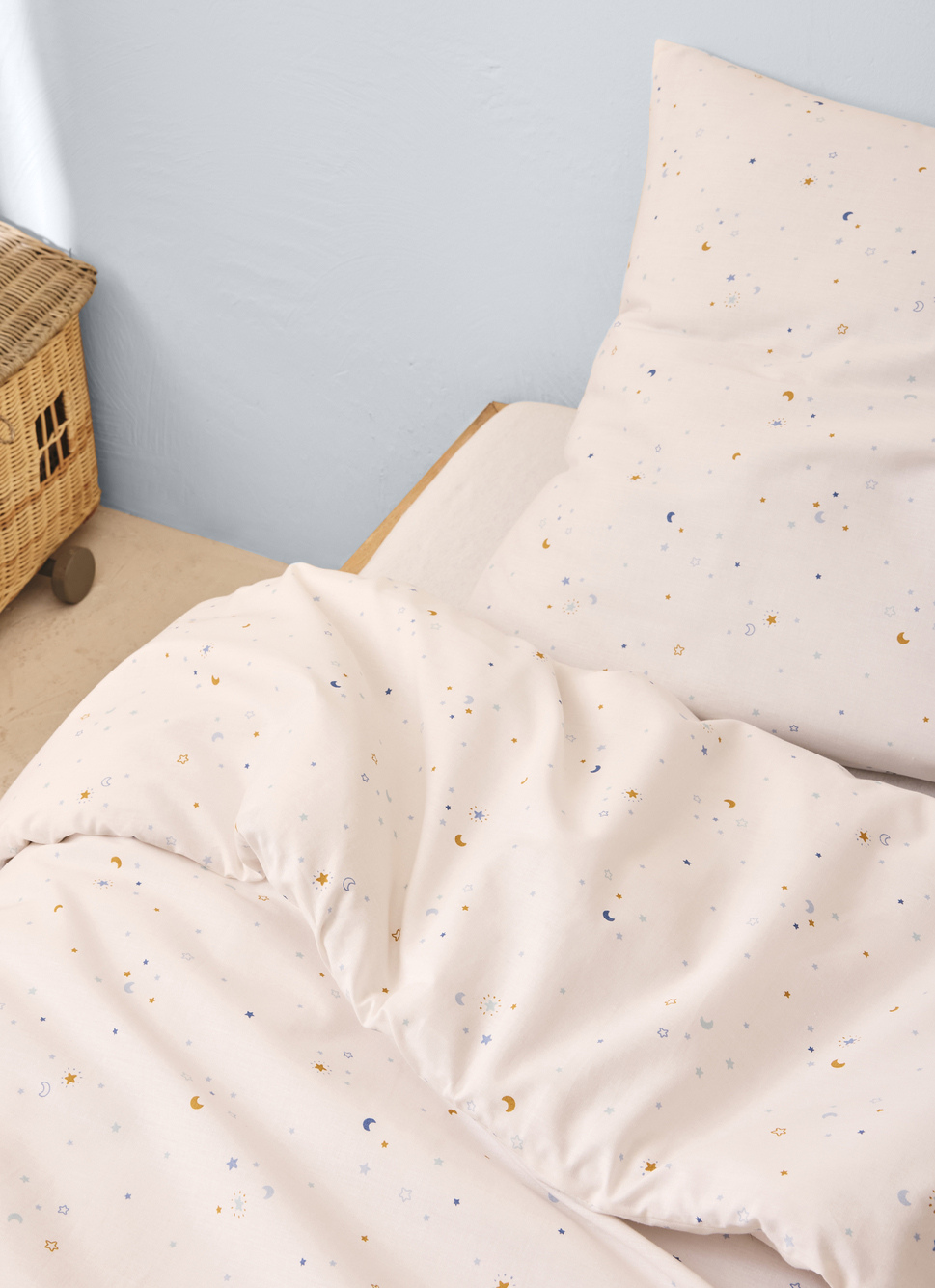 PARURE DE LIT ENFANT EN COTON MOTIF ÉTOILES ÉCRU