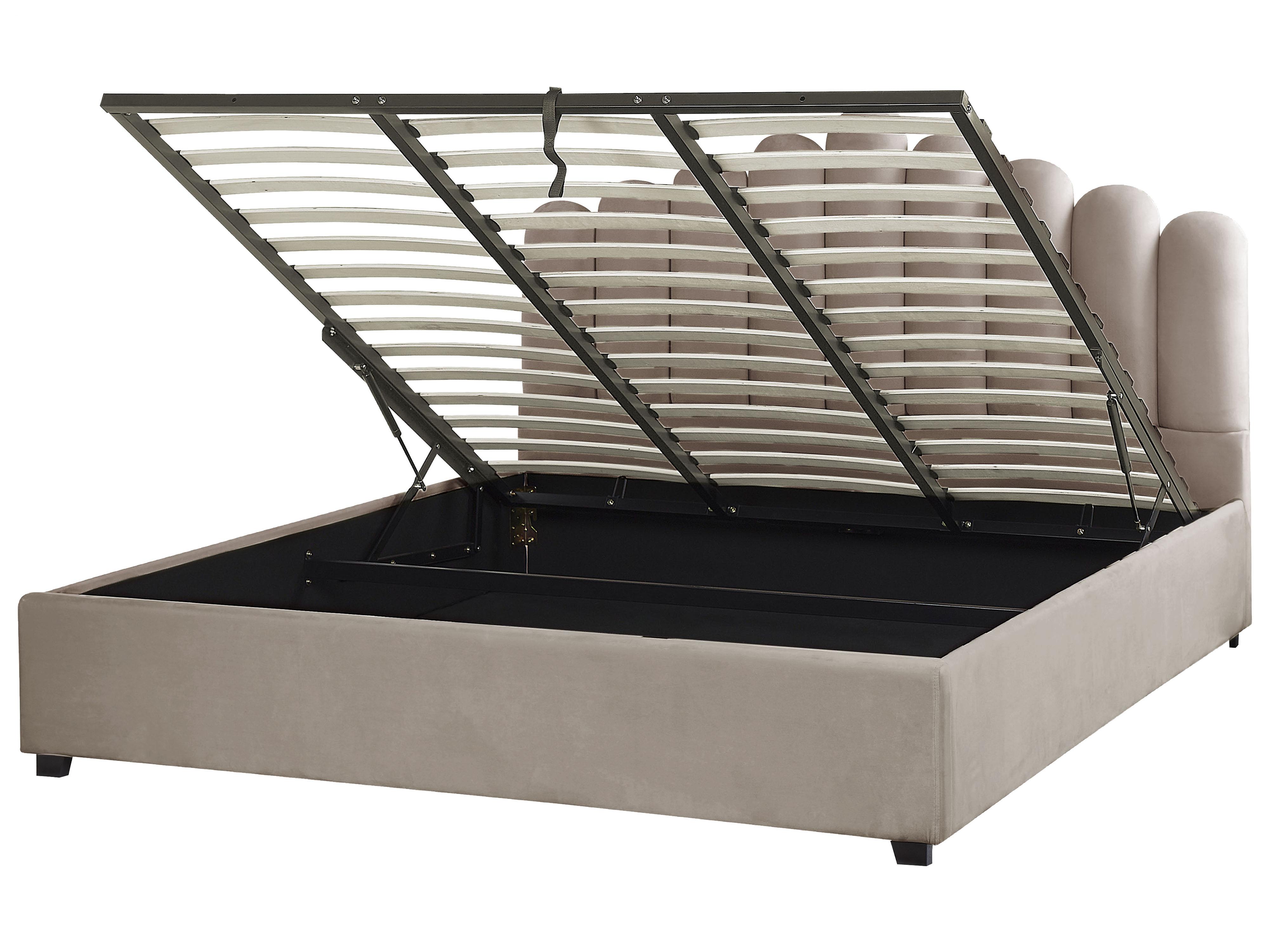 Ottoman Bed Velvet VINCENNES 180 x 200 cm (EU Super King) Taupe