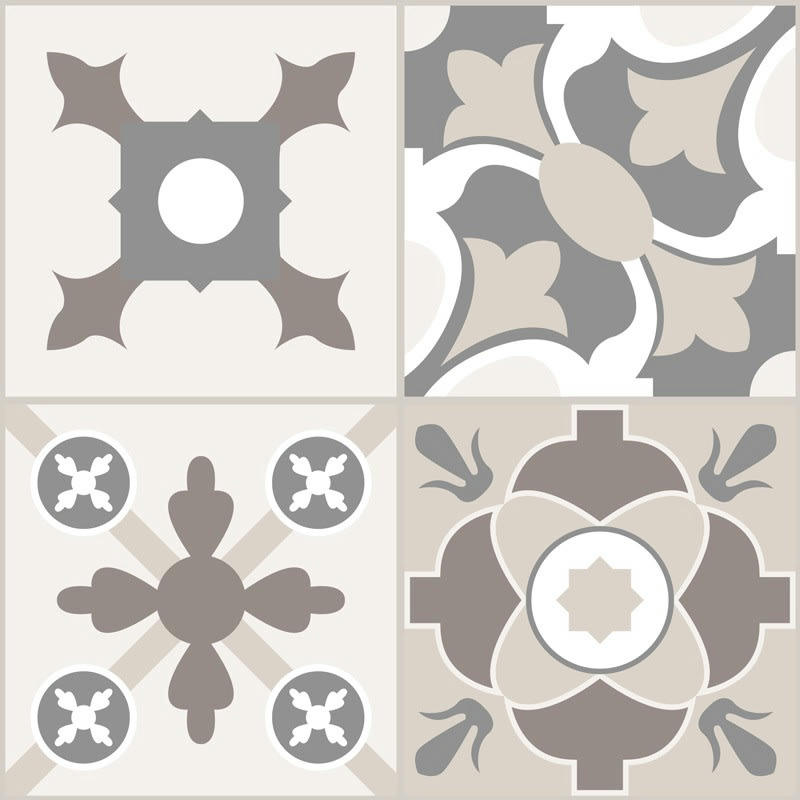 TENDANCE CIMENT TAUPE - Bandeau PVC lot de 2 : L 70cmxH 30cm Beige Carreaux de Ciment