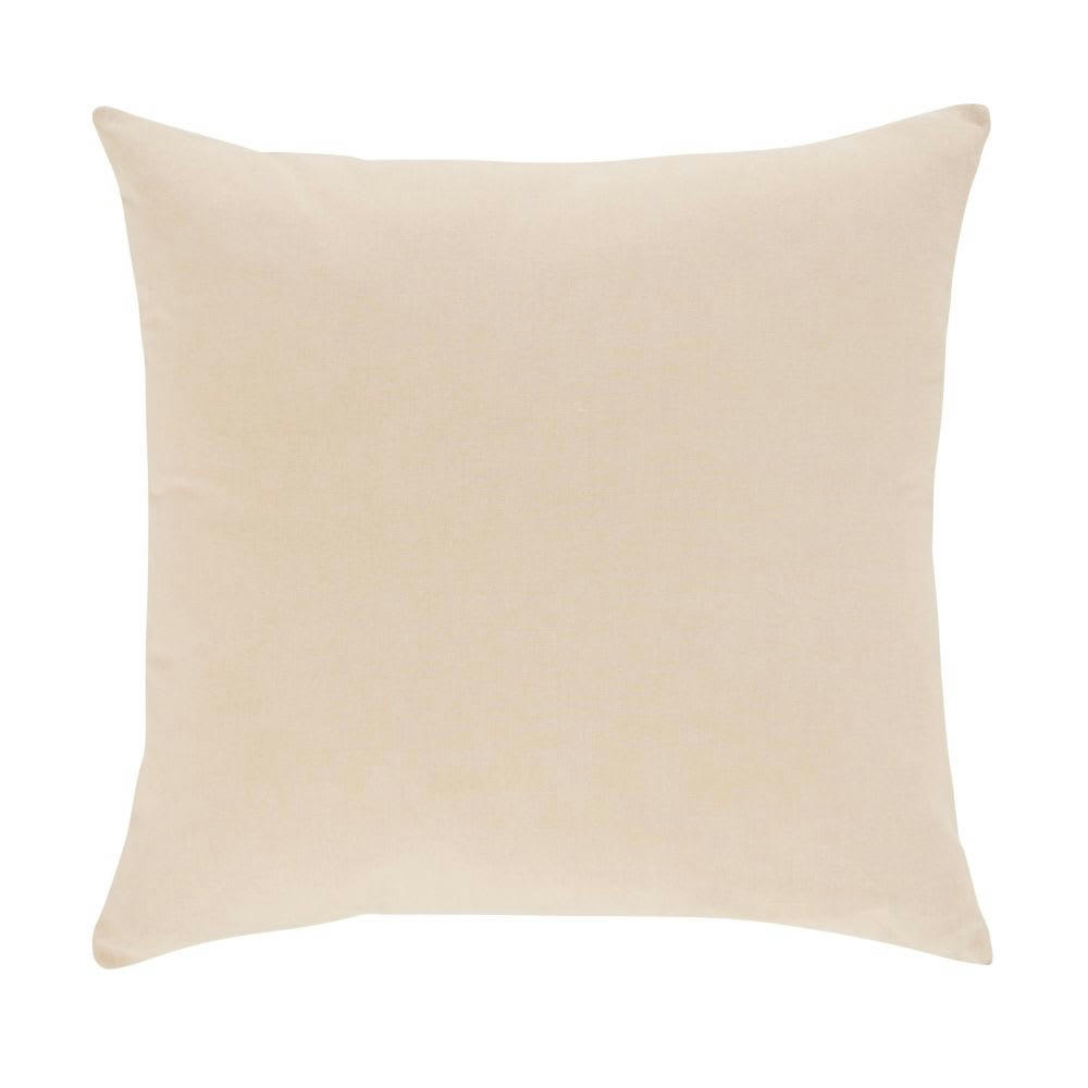 ATTAIF - Coussin en coton broderie rose 45x45
