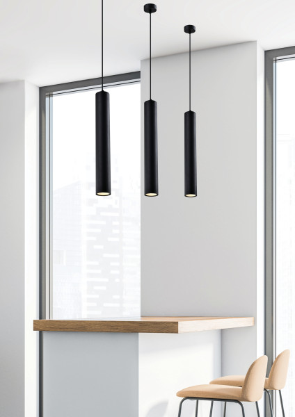 Lampa wisząca czarna TUBO 1xGU10x25W wym: 90x7x7 cm Candellux