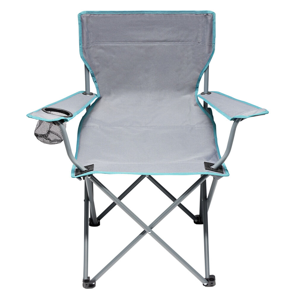 Fauteuil pêcheur pliable avec porte-boisson gris 50x50xH80cm