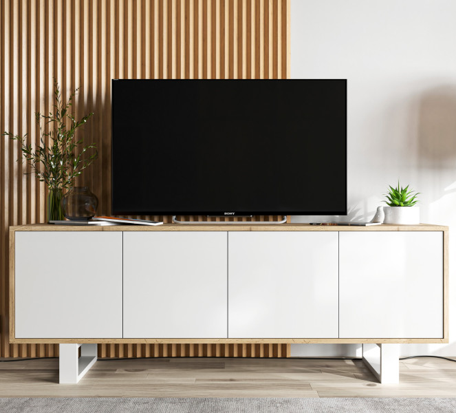 Szafka RTV Industrial komoda Loft Wotan Biały Mat