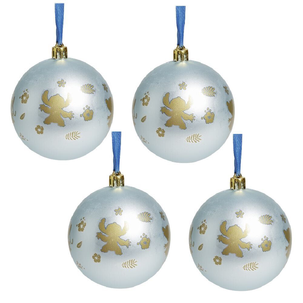 Boule de No&euml;l Disney Stitch bleu Ø8cm x4