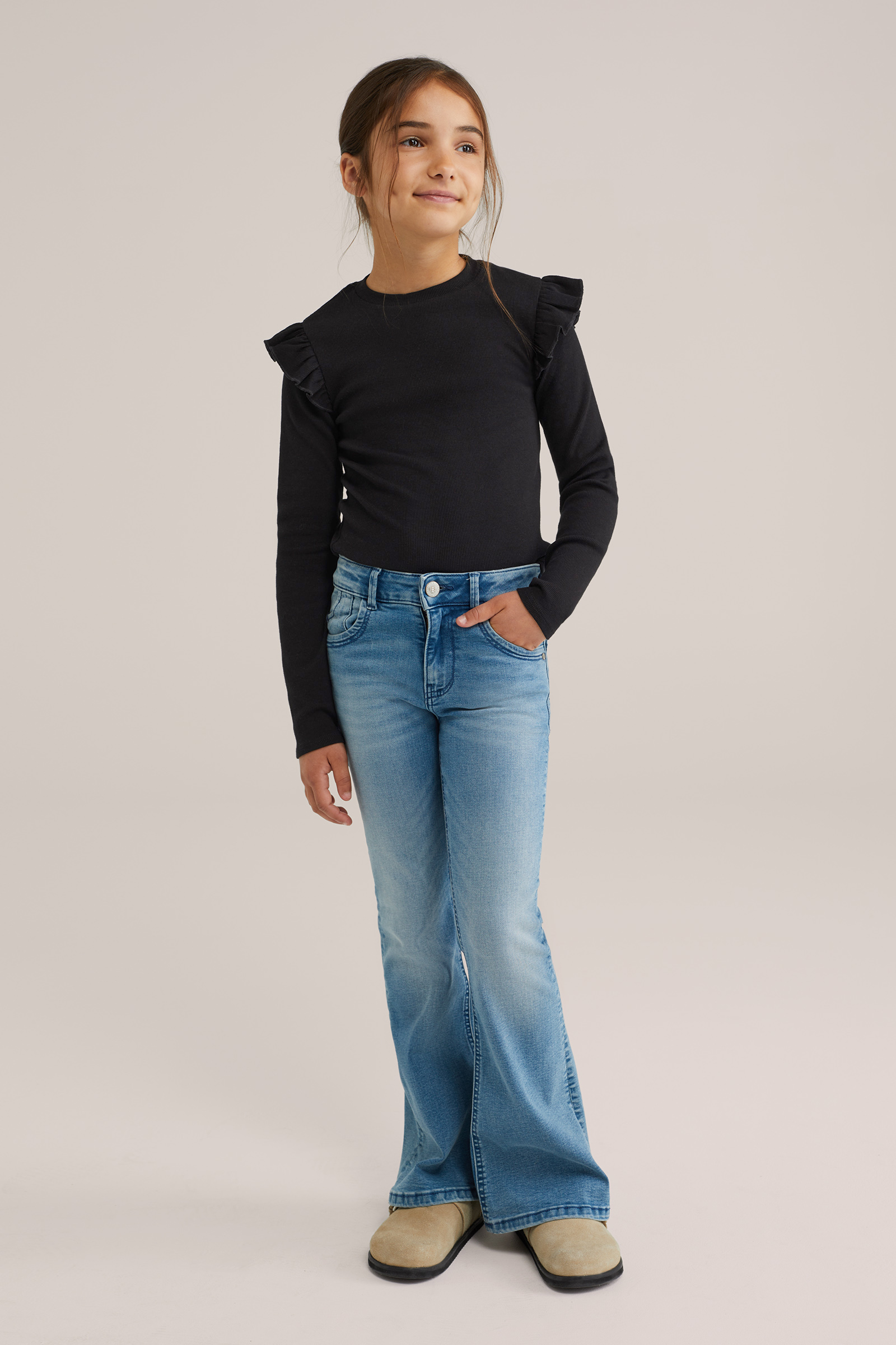 Meisjes geribd T-shirt, 2-pack