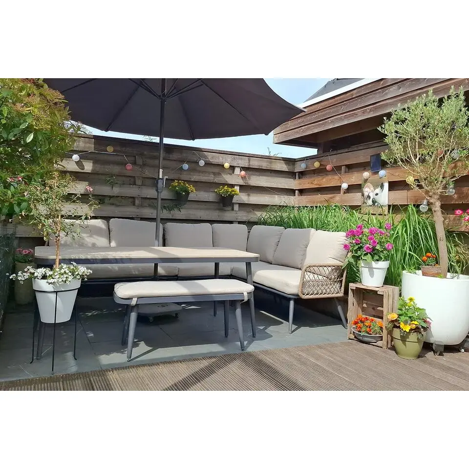 Allasio lounge-dining hoekset - 5-dlg. - c.black - desert sand - VW