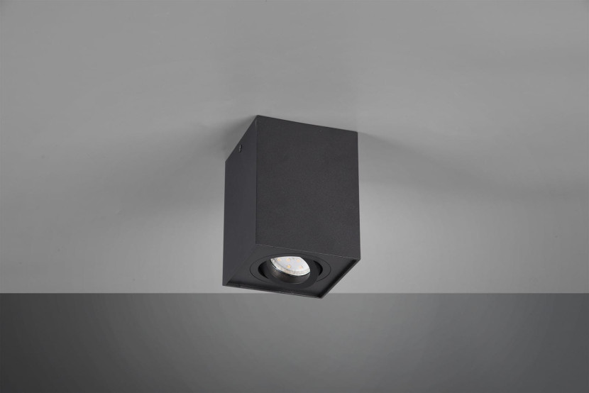 Spot kwadratowy czarny BISCUIT 1xGU10x35W wym:12,5x9,6x9,6cm IP20 Trio