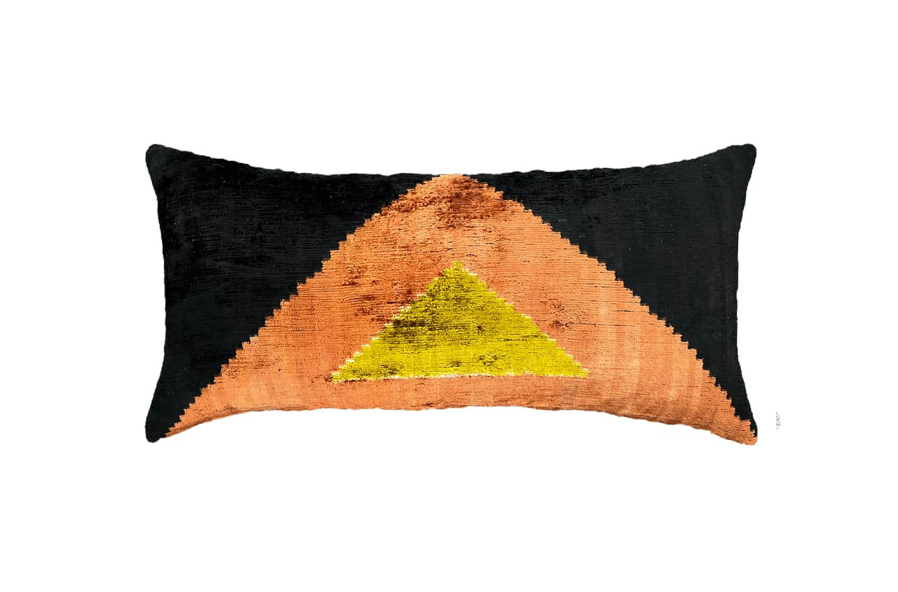 - Housse de coussin velours soie ikat   30x60 multicouleur