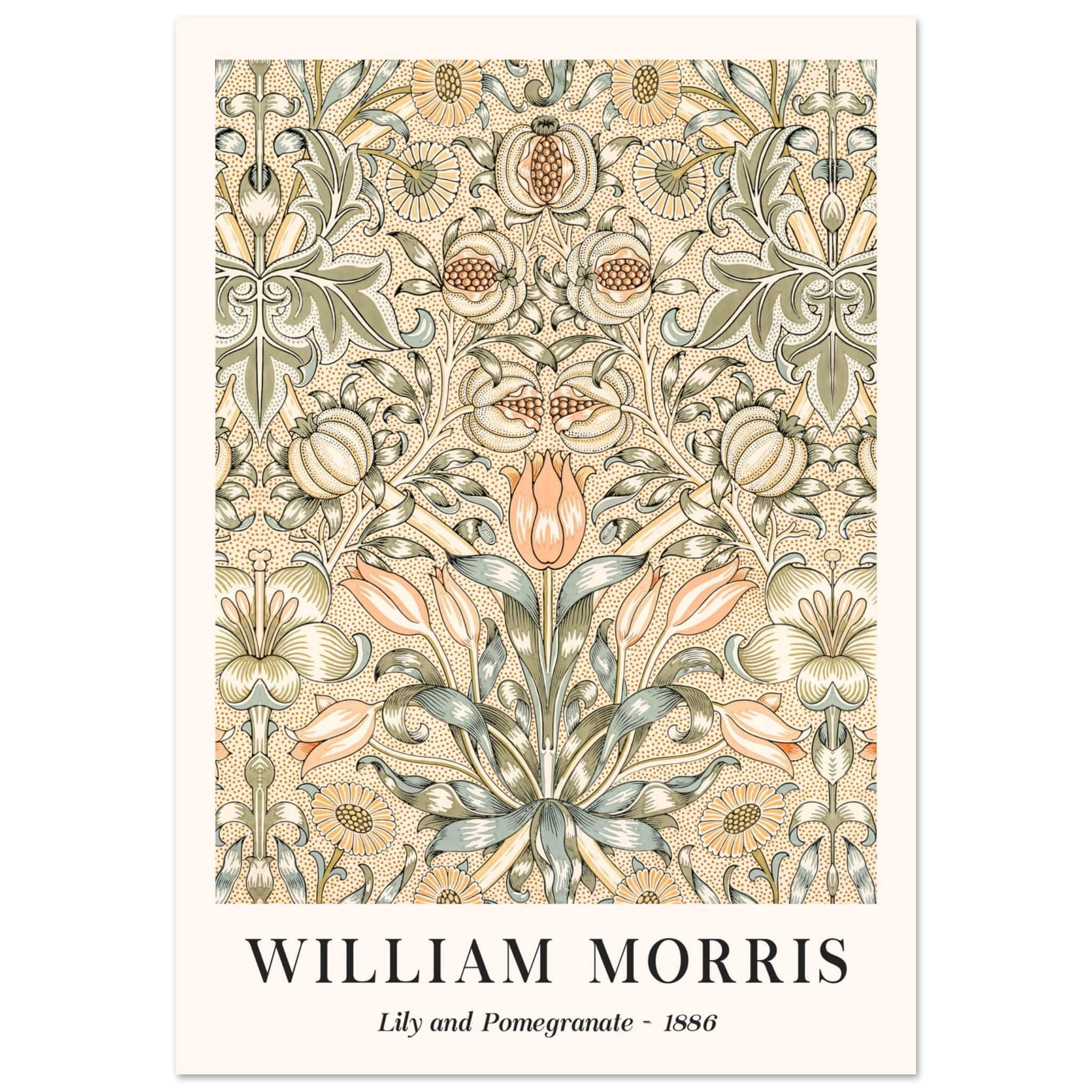 Artfulprints Poster William Morris - Lily and pomegranate 1886  - 70x100 cm - Groen