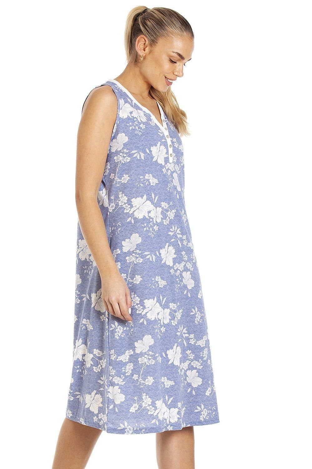 Camille Lightweight White Floral Sleeveless Nightdress