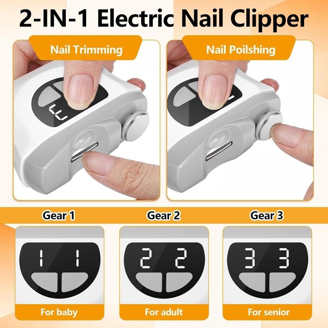 FLAVORA 2‑in‑1 Rechargeable Nail Clipper Trimmer