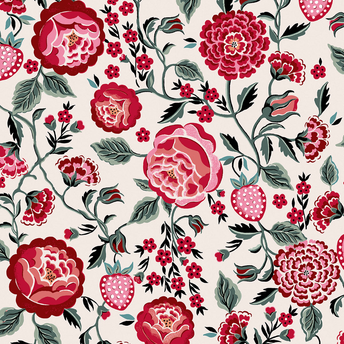 Cath Kidston Vliesbehang - Strawberry Garden Rose
