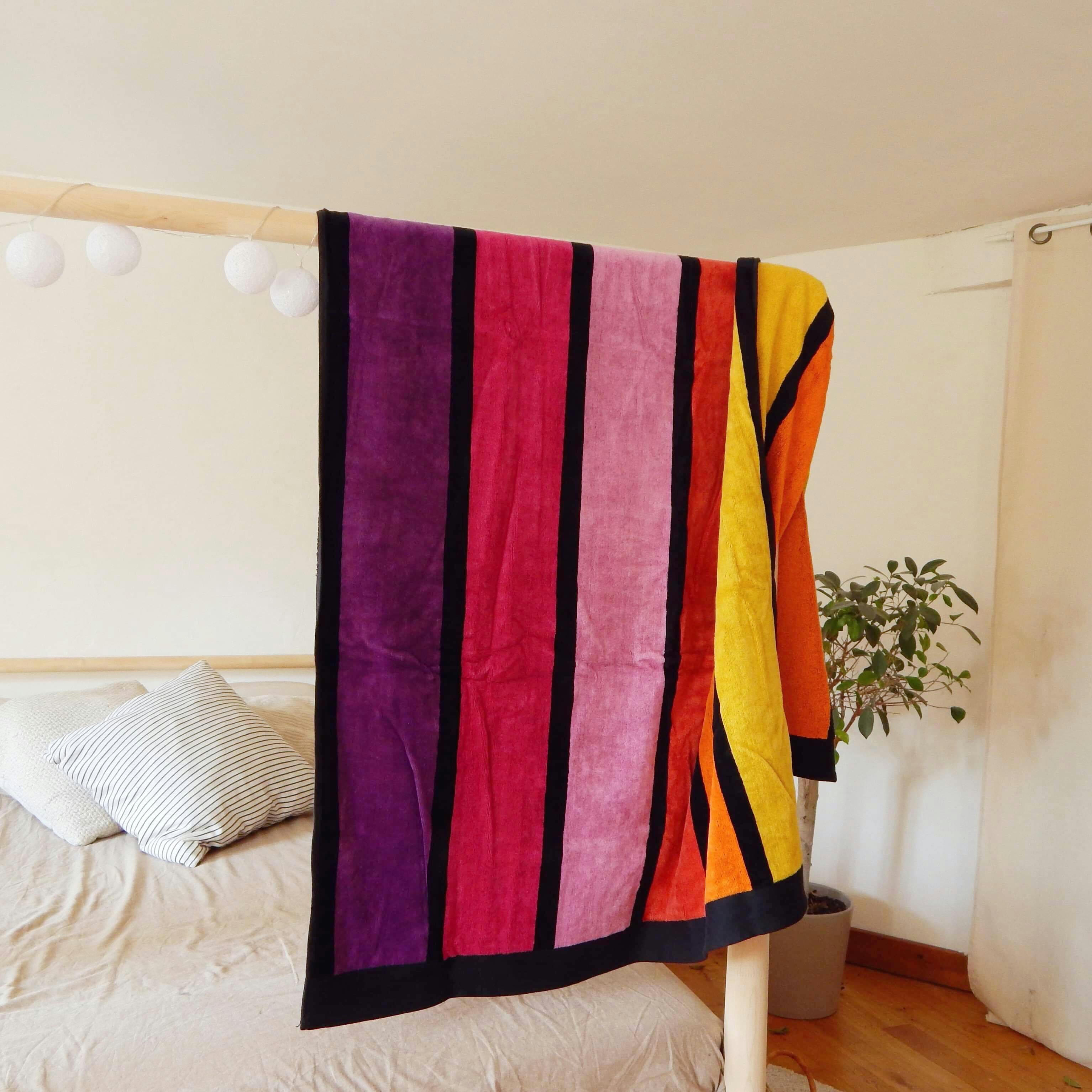 PLAGE - Serviette de plage éponge velours muticolore  happy chic 100 x 175