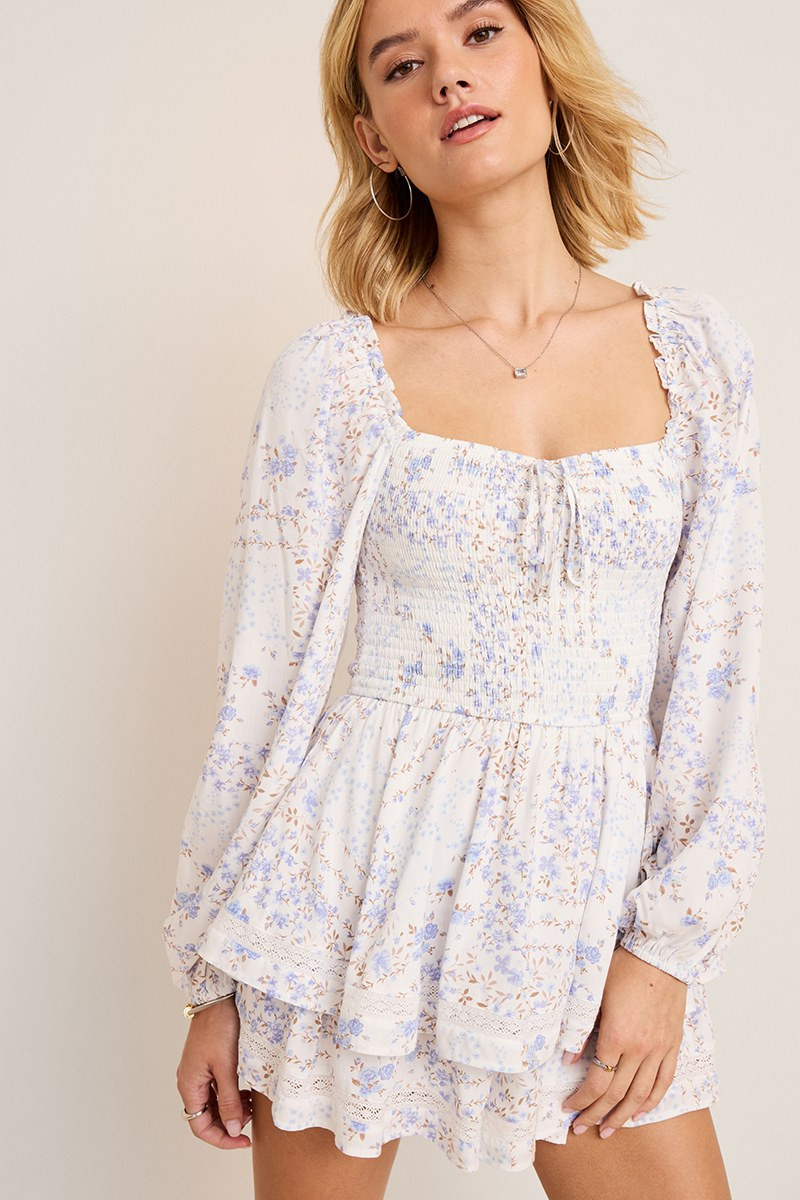 Nina Smocked Floral Mini Dress