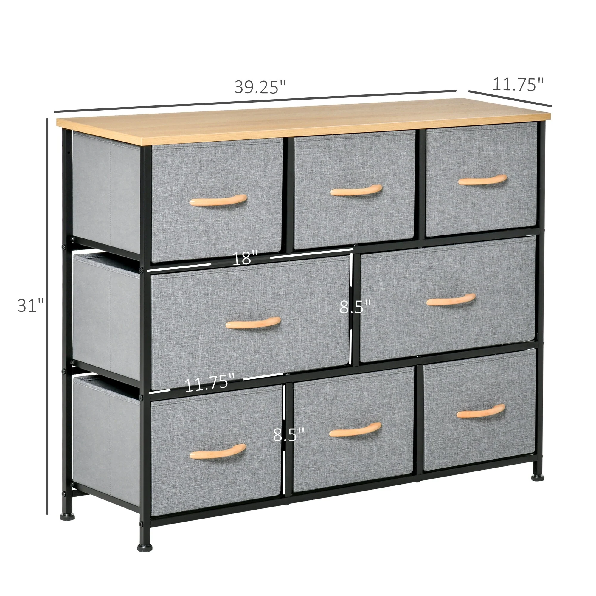 8-Drawer Dresser Organizer Unit with Steel Frame