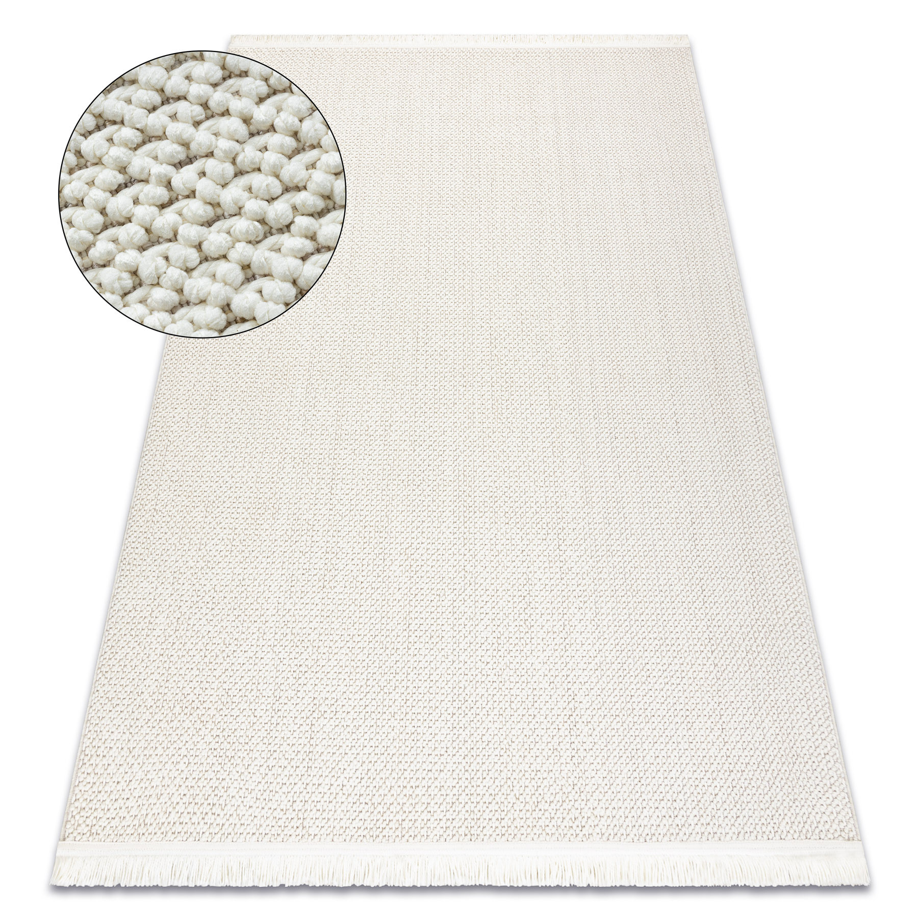 Dywan NANO FH92A Jednolity, pętelkowy, płasko tkany biały 80x150 cm