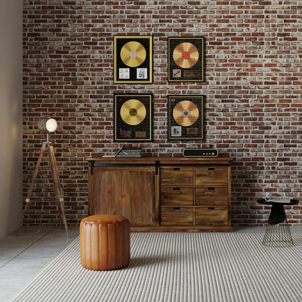 SARI - Buffet en bois recyclé, 6 tiroirs et 1 porte coulissante